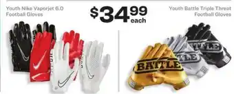 Academy Youth Nike Vaporjet 6.0 Football Gloves Youth Battle Triple Treat Football Gloves offer