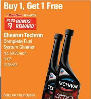 AutoZone Chevron Techron Complete Fuel System Cleaner offer