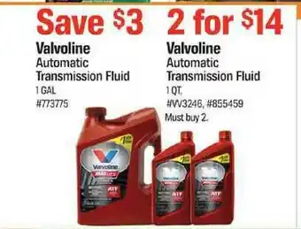 AutoZone Valvoline Automatic Transmission Fluid 1 Gal Valvoline Automatic Trasmission Fluid 1qt offer