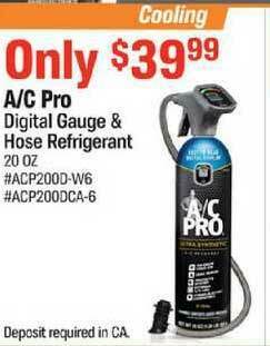 A C Pro Digital Gauge & Hose Refrigerant