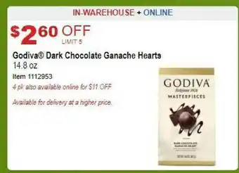 Costco Godiva Dark Chocolate Ganache Hearts offer
