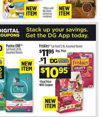 Dollar General Purina One Cat Food Friskies Cat Food offer