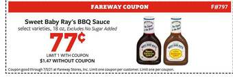 Fareway Sweet Baby Ray's Bbq Sauce offer