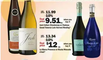 Meijer Josh Cellars Chardonnay Or Chateau Gran Traverse Late Harvest Riesling , La Marca Prosecco Or Risata Moscato D'Asti offer