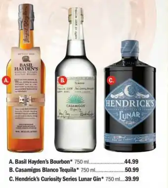 Meijer Basil Hayden's Bourbon Casamigo Blanco Tequila Hendrick's Curiosity Series Lunar Gin offer