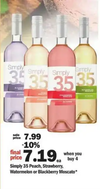 Meijer Simply 35 Peach, Strawberry, Watermelon Or Blackberry Moscato offer