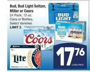 Bud Bud Light Seltzer Miller Or Coors