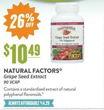 Natural Grocers Natural Factors Grape Seed Extract 26% Off offer