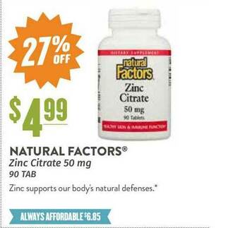 Natural Grocers Natural Factors Zinc Citrate offer
