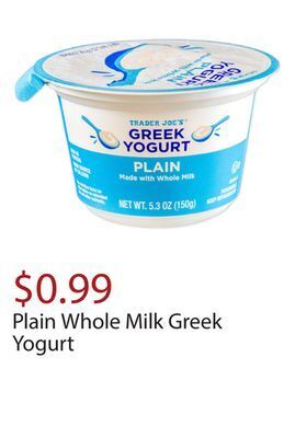 Trader Joe's Plain whole milk greek yogurt offer