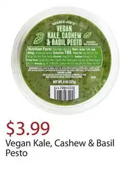 Trader Joe's Vegan kale, cashew & basil pesto offer
