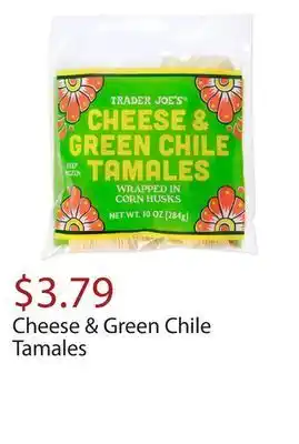 Trader Joe's Cheese & green chile tamales offer