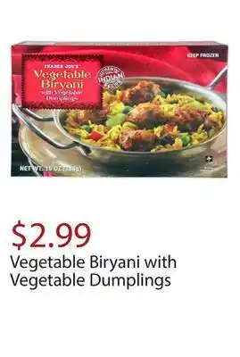 Trader Joe's Vegetable biryani with vegetable dumplings offer