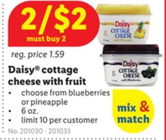 Lidl Daisy® cottage cheese with fruit offer