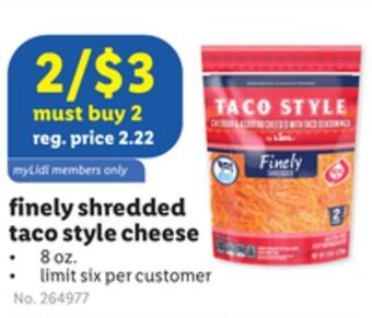 Lidl Finely shredded taco style cheese offer