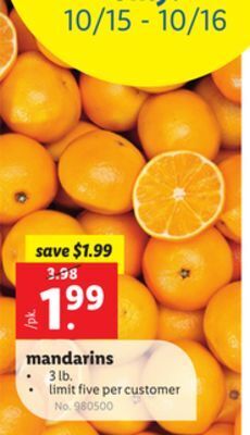 Lidl Mandarins offer