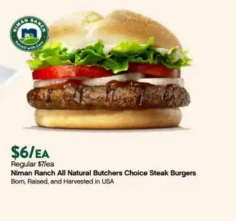 Plum Market Niman Ranch All Natural Butchers Choice Steak Burgers offer