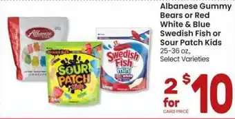 Randalls Albanese Gummy Bears Or Red White & Blue Swedish Fish Or Sour Patch Kids offer