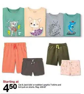 Target Cat & Jack Kids' Or Toddlers' Graphic T-shirts And Knit Pull-on Shorts offer