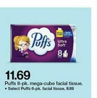 Target Puffs 8-pk. Mega-cube Facial Tissue offer