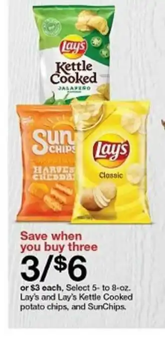 Target Lay's And Lay's Kettle Cooked Potato Chips And Sunchips offer