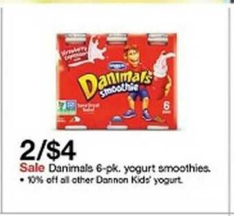 Target Danimals 6-pk Yogurt Smoothies offer