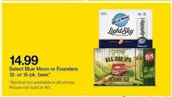 Target Select Blue Moon Or Founder 12- Or 15-pk Beer offer
