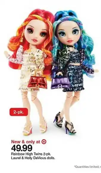 Target Rainbow High Twins 2-pk. Laurel & Holly Deviuos Dolls offer