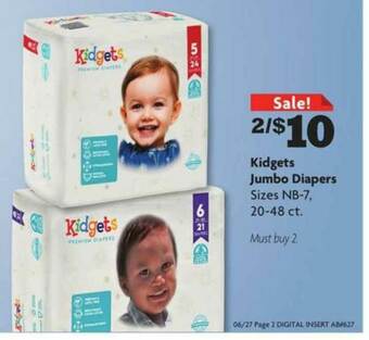 Family Dollar Kidgets Jumbo Diapers offer