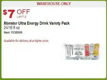 Costco Monster Ultra Energy Drink Variety Pack offer