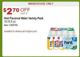 Costco Hint Flavored Water Variety Pack offer