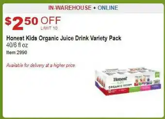 Costco Honest Kids Organic Juice Drink Variety Pack offer