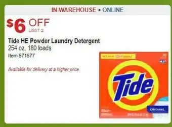 Costco Tide He Powder Laundry Detergent offer