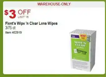 Costco Flent's Wipe'n Clear Lens Wipes offer