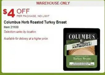 Costco Columbus Herb Roasted Turkey Breast offer