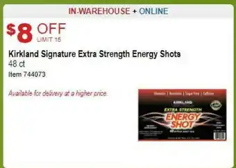 Costco Kirkland Signature Extra Strenght Energy Shots offer