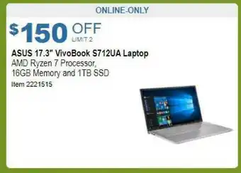 Costco Asus 17.3 Vivobook S712ua Laptop offer