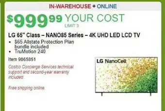 Costco Lg 65 Class-nano85 Series-4k Uhd Led Lcd Tv offer