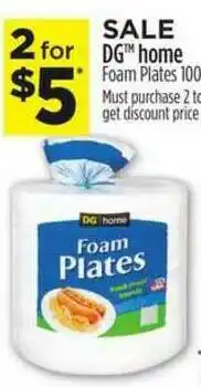 Dollar General Dg Hoem Foam Plates 100 offer