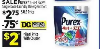Dollar General Purex 4-in-1 Pcas Single Dose Laundry Detergent offer