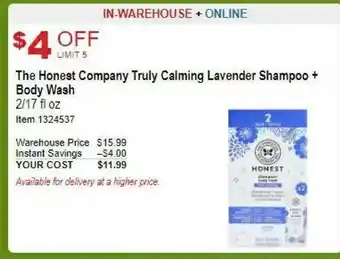 Costco The Honest Company Truly Calming Lavender Shampoo + Body Wash offer