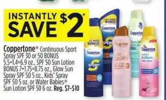 Dollar General Coppertone Cintinuous Sport Spray Spf 30 Or 50 offer