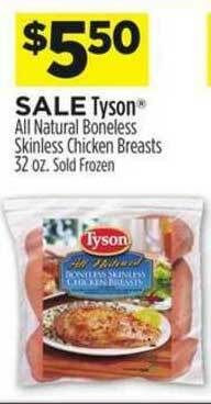 Dollar General Tyson All Natural Boneless Skinless Chicken Breasts offer