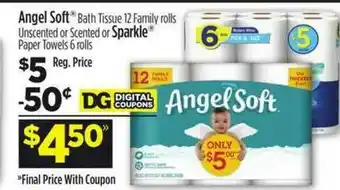 Dollar General Angel Soft Bath Tissue 12 Family offer