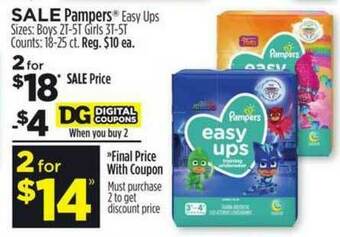 Dollar General Pampers Easy Ups offer