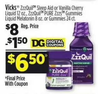 Dollar General Vicks Zzzquil Sleep Aid Or Vanilla Cherry Liquid offer