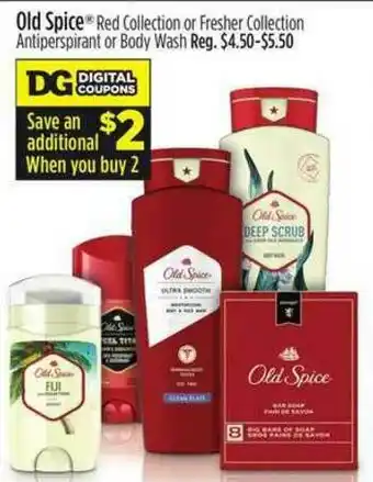 Dollar General Old Spice Red Collection Or Fresher Collection Antirespirant Or Body Wash offer