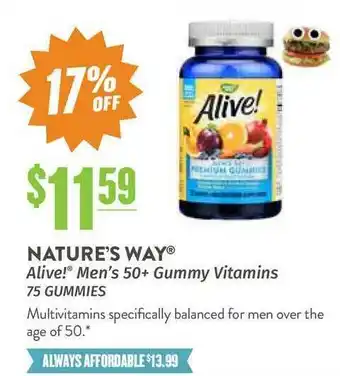 Natural Grocers Nature's Way Alive! Men's 50+ Gummy Vitamins 75 Gummies 17% Off offer