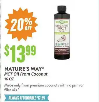 Natural Grocers Nature's Way Mct Oil From Coconut 20% Off offer