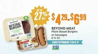 Natural Grocers Beyond Meat Plant-based Burgers Or Sausages Up To 27% Off offer